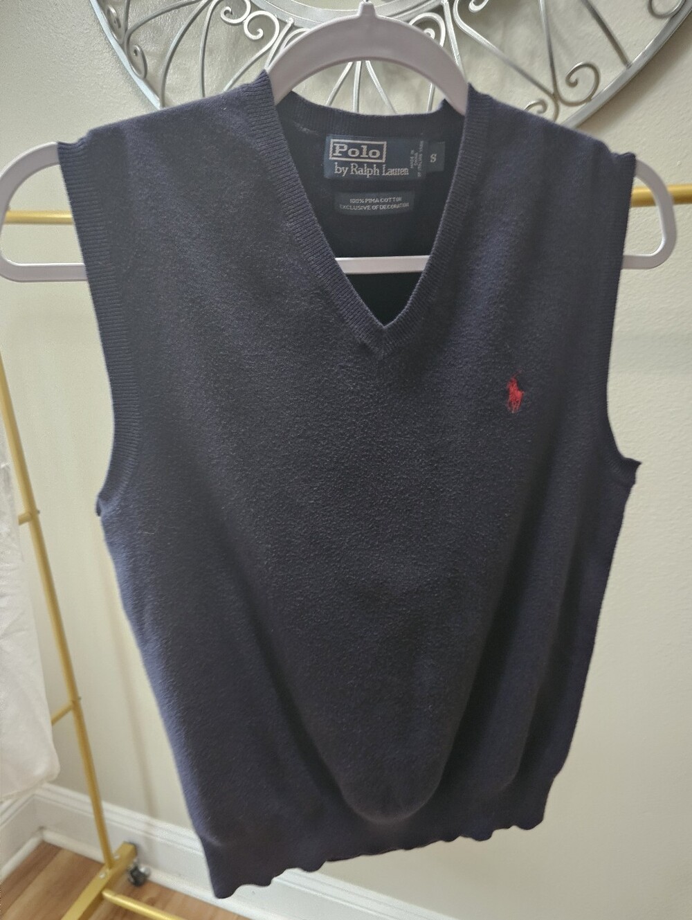 Polo by Ralph Lauren Navy Sleeveless V-Neck Sweater Vest with Red Pony